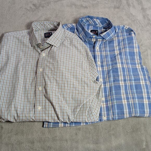 Johnnie O Button Up Shirt Lot (2) Mens M Plaid Check Performance Preppy Classic - Picture 5 of 14